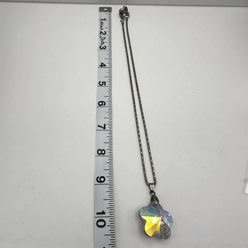 Vintage 90s Borealis Flower Pendant Necklace Boho Women's Classic Jewelry